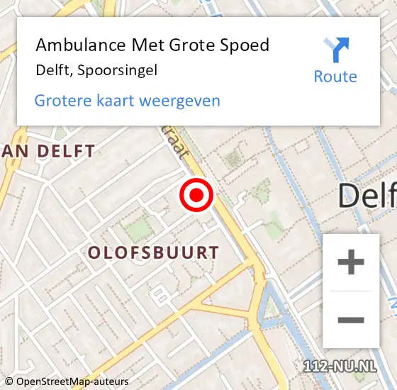 Locatie op kaart van de 112 melding: Ambulance Met Grote Spoed Naar Delft, Spoorsingel op 15 maart 2024 12:14