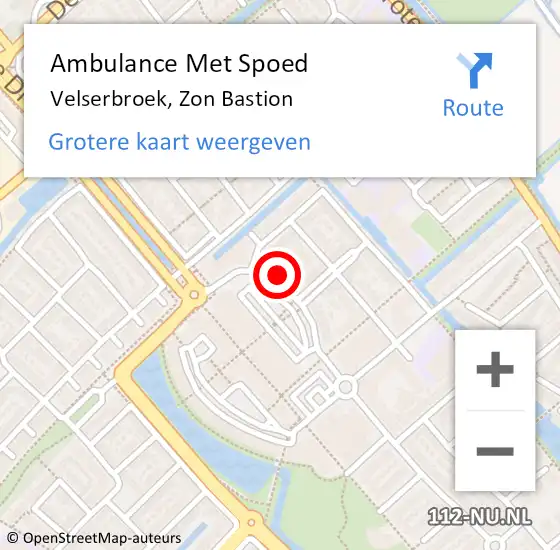 Locatie op kaart van de 112 melding: Ambulance Met Spoed Naar Velserbroek, Zon Bastion op 15 maart 2024 12:20