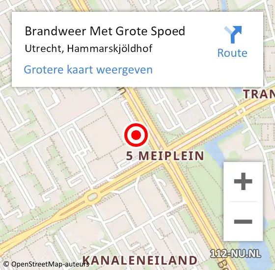 Locatie op kaart van de 112 melding: Brandweer Met Grote Spoed Naar Utrecht, Hammarskjöldhof op 15 maart 2024 12:26