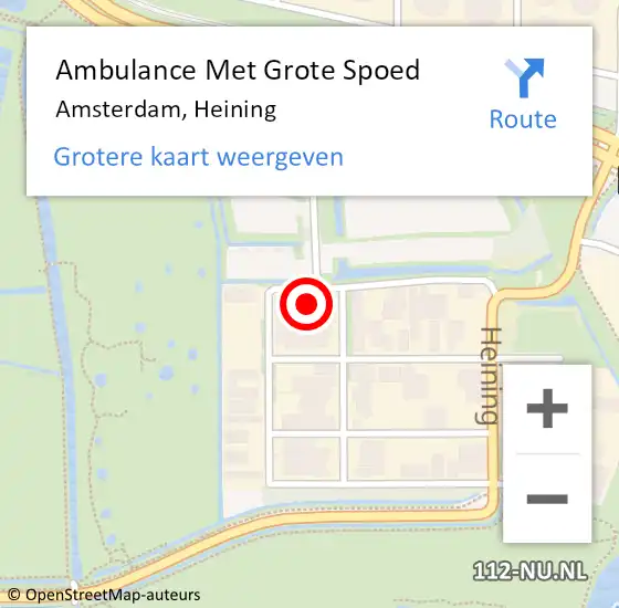 Locatie op kaart van de 112 melding: Ambulance Met Grote Spoed Naar Amsterdam, Heining op 15 maart 2024 12:32