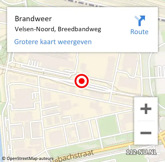 Locatie op kaart van de 112 melding: Brandweer Velsen-Noord, Breedbandweg op 15 maart 2024 12:38