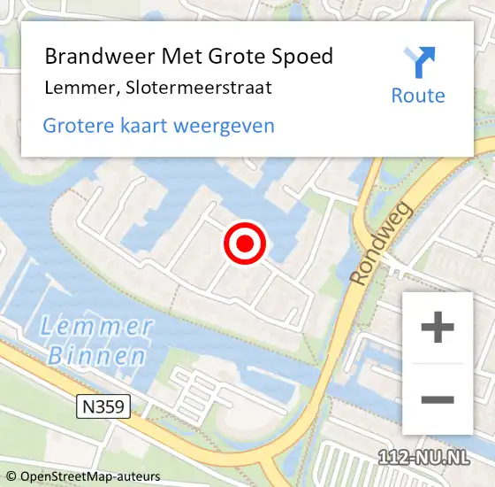 Locatie op kaart van de 112 melding: Brandweer Met Grote Spoed Naar Lemmer, Slotermeerstraat op 15 maart 2024 12:42