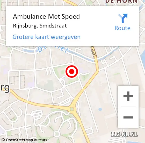 Locatie op kaart van de 112 melding: Ambulance Met Spoed Naar Rijnsburg, Smidstraat op 15 maart 2024 12:58