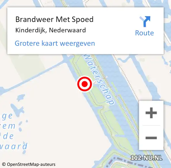 Locatie op kaart van de 112 melding: Brandweer Met Spoed Naar Kinderdijk, Nederwaard op 29 september 2014 10:06