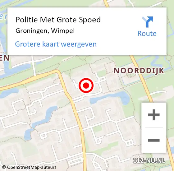 Locatie op kaart van de 112 melding: Politie Met Grote Spoed Naar Groningen, Wimpel op 15 maart 2024 13:09