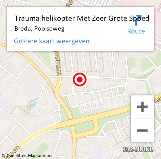 Locatie op kaart van de 112 melding: Trauma helikopter Met Zeer Grote Spoed Naar Breda, Poolseweg op 15 maart 2024 13:09