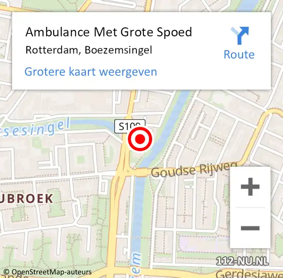 Locatie op kaart van de 112 melding: Ambulance Met Grote Spoed Naar Rotterdam, Boezemsingel op 15 maart 2024 13:30