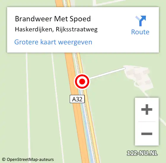 Locatie op kaart van de 112 melding: Brandweer Met Spoed Naar Haskerdijken, Rijksstraatweg op 29 september 2014 10:08