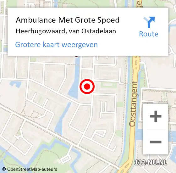 Locatie op kaart van de 112 melding: Ambulance Met Grote Spoed Naar Heerhugowaard, van Ostadelaan op 15 maart 2024 13:44