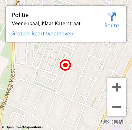 Locatie op kaart van de 112 melding: Politie Veenendaal, Klaas Katerstraat op 15 maart 2024 13:59