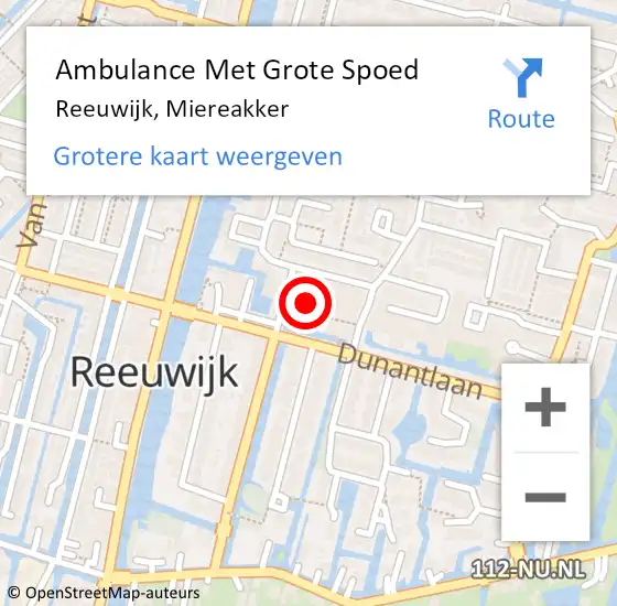 Locatie op kaart van de 112 melding: Ambulance Met Grote Spoed Naar Reeuwijk, Miereakker op 15 maart 2024 14:19