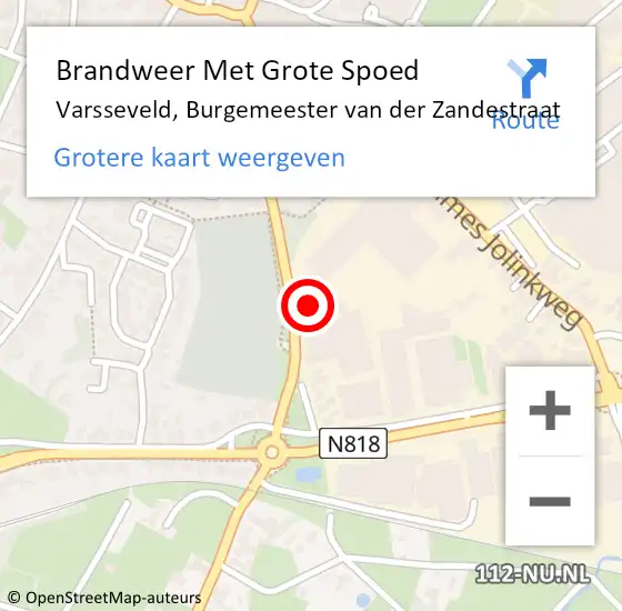 Locatie op kaart van de 112 melding: Brandweer Met Grote Spoed Naar Varsseveld, Burgemeester van der Zandestraat op 15 maart 2024 14:20