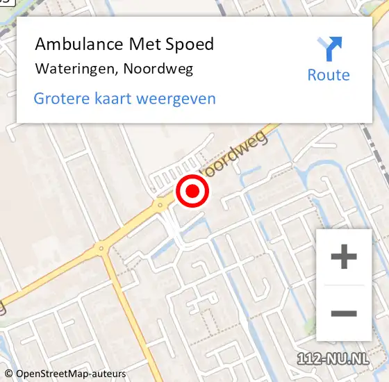 Locatie op kaart van de 112 melding: Ambulance Met Spoed Naar Wateringen, Noordweg op 15 maart 2024 14:31