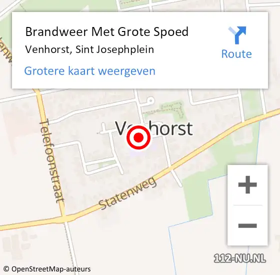 Locatie op kaart van de 112 melding: Brandweer Met Grote Spoed Naar Venhorst, Sint Josephplein op 15 maart 2024 14:45