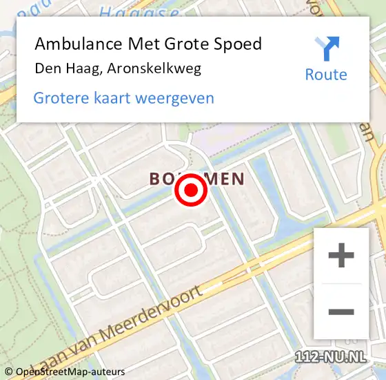 Locatie op kaart van de 112 melding: Ambulance Met Grote Spoed Naar Den Haag, Aronskelkweg op 15 maart 2024 15:00