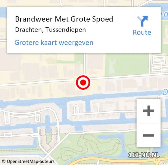 Locatie op kaart van de 112 melding: Brandweer Met Grote Spoed Naar Drachten, Tussendiepen op 15 maart 2024 15:23