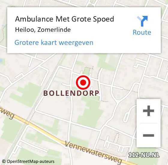 Locatie op kaart van de 112 melding: Ambulance Met Grote Spoed Naar Heiloo, Zomerlinde op 15 maart 2024 15:41