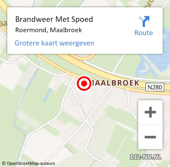 Locatie op kaart van de 112 melding: Brandweer Met Spoed Naar Roermond, Maalbroek op 15 maart 2024 16:06