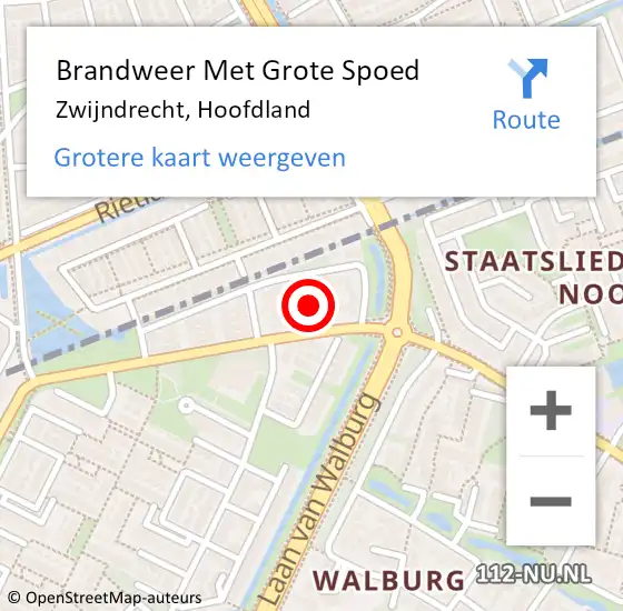 Locatie op kaart van de 112 melding: Brandweer Met Grote Spoed Naar Zwijndrecht, Hoofdland op 15 maart 2024 16:18