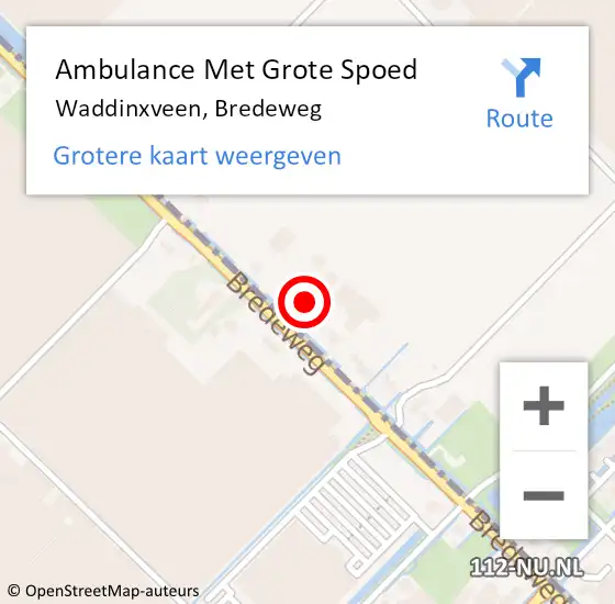 Locatie op kaart van de 112 melding: Ambulance Met Grote Spoed Naar Waddinxveen, Bredeweg op 15 maart 2024 16:26