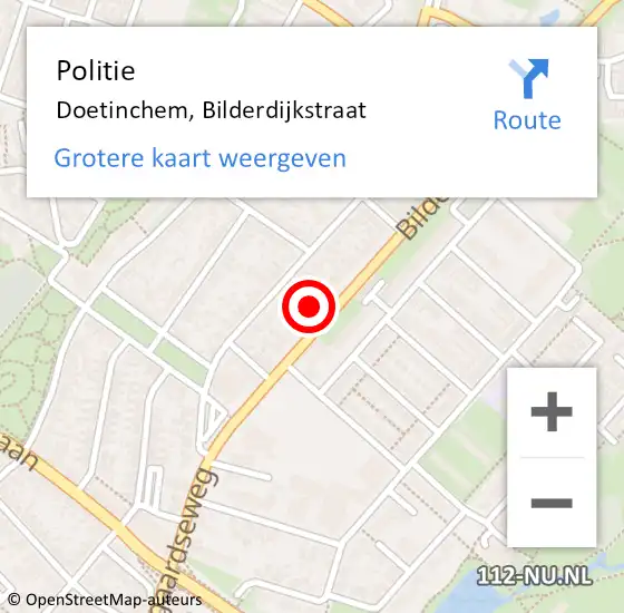 Locatie op kaart van de 112 melding: Politie Doetinchem, Bilderdijkstraat op 15 maart 2024 16:30