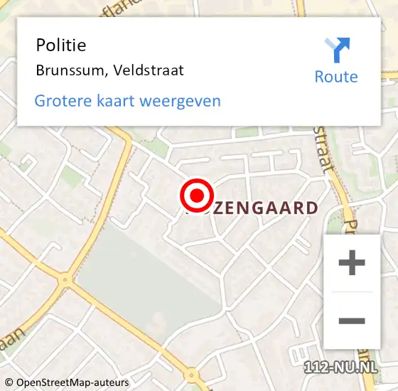 Locatie op kaart van de 112 melding: Politie Brunssum, Veldstraat op 15 maart 2024 16:43