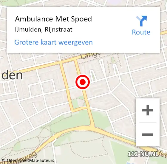 Locatie op kaart van de 112 melding: Ambulance Met Spoed Naar IJmuiden, Rijnstraat op 15 maart 2024 16:45