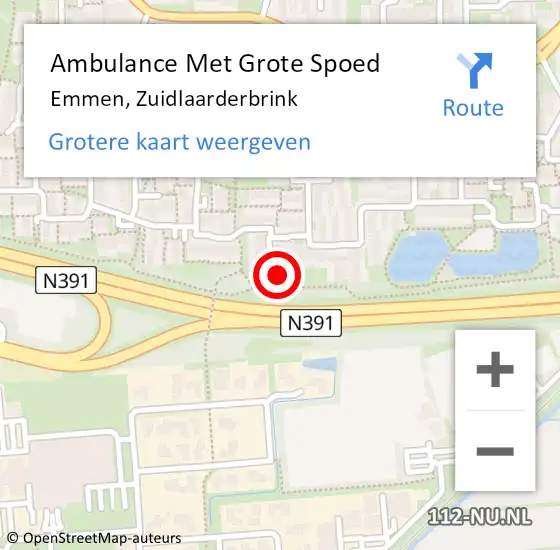 Locatie op kaart van de 112 melding: Ambulance Met Grote Spoed Naar Emmen, Zuidlaarderbrink op 29 september 2014 10:23