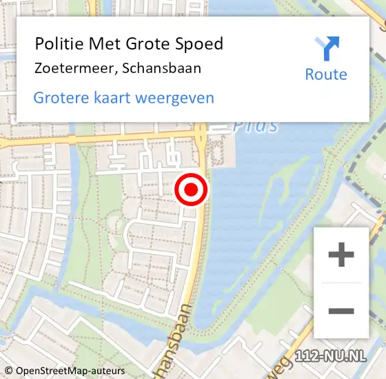 Locatie op kaart van de 112 melding: Politie Met Grote Spoed Naar Zoetermeer, Schansbaan op 15 maart 2024 17:25