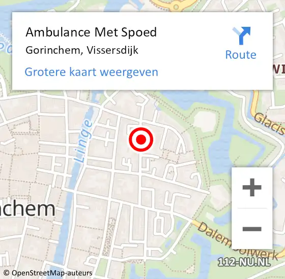 Locatie op kaart van de 112 melding: Ambulance Met Spoed Naar Gorinchem, Vissersdijk op 15 maart 2024 17:53