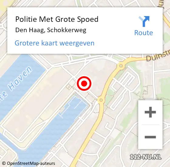 Locatie op kaart van de 112 melding: Politie Met Grote Spoed Naar Den Haag, Schokkerweg op 15 maart 2024 18:12