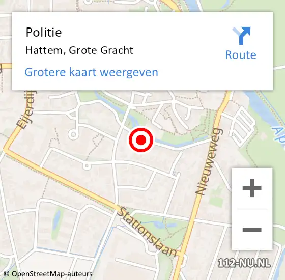 Locatie op kaart van de 112 melding: Politie Hattem, Grote Gracht op 15 maart 2024 18:55