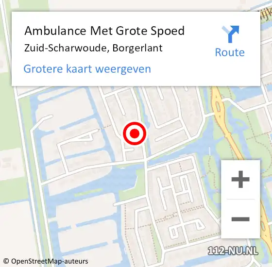 Locatie op kaart van de 112 melding: Ambulance Met Grote Spoed Naar Zuid-Scharwoude, Borgerlant op 15 maart 2024 19:09