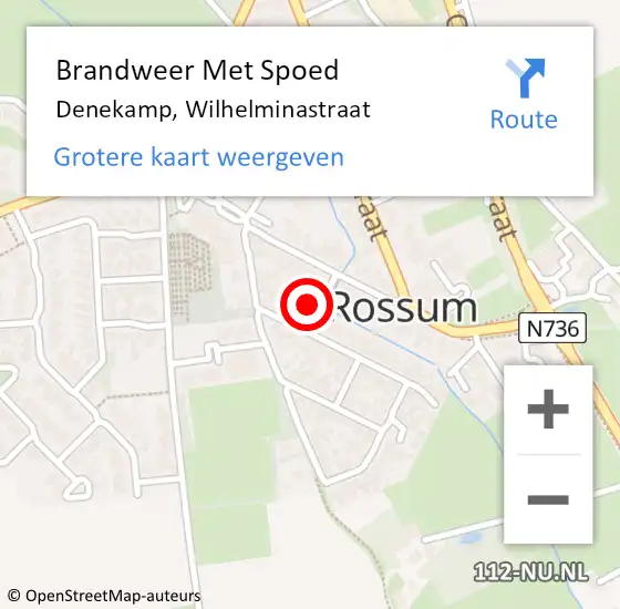 Locatie op kaart van de 112 melding: Brandweer Met Spoed Naar Denekamp, Wilhelminastraat op 15 maart 2024 19:57