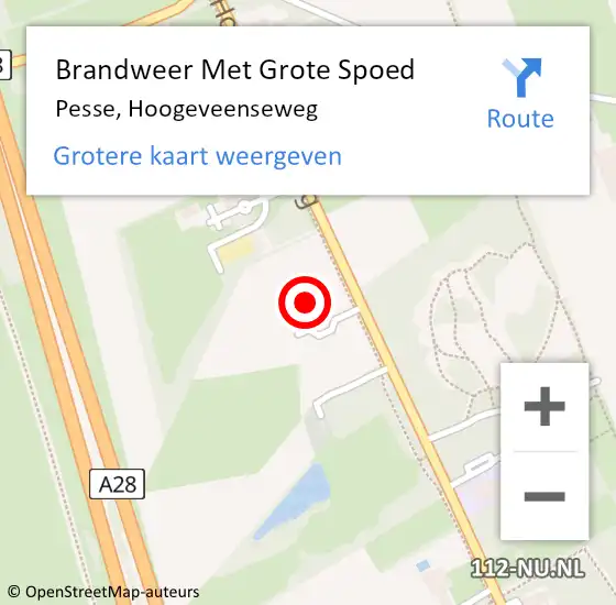 Locatie op kaart van de 112 melding: Brandweer Met Grote Spoed Naar Pesse, Hoogeveenseweg op 15 maart 2024 20:01