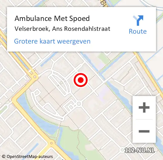 Locatie op kaart van de 112 melding: Ambulance Met Spoed Naar Velserbroek, Ans Rosendahlstraat op 15 maart 2024 20:10