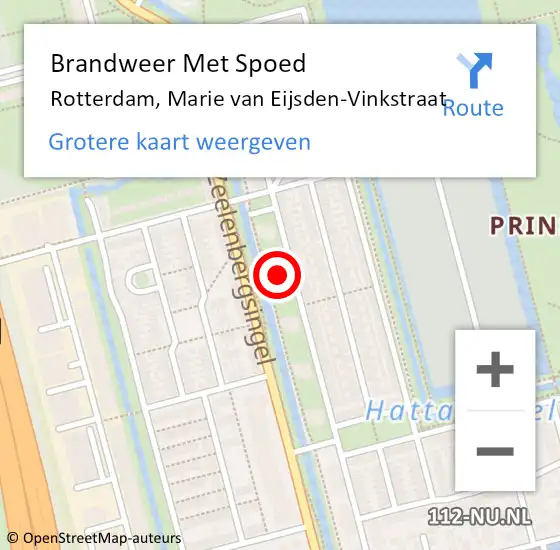 Locatie op kaart van de 112 melding: Brandweer Met Spoed Naar Rotterdam, Marie van Eijsden-Vinkstraat op 15 maart 2024 20:18