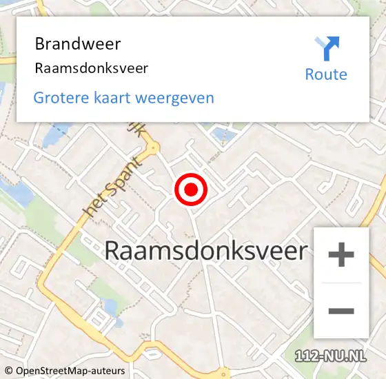 Locatie op kaart van de 112 melding: Brandweer Raamsdonksveer op 15 maart 2024 20:43