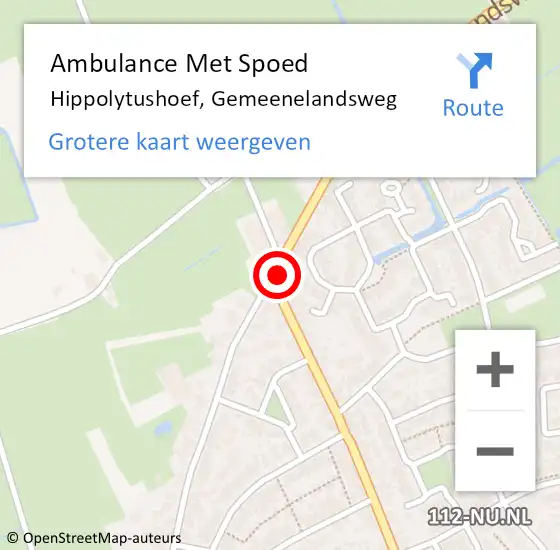 Locatie op kaart van de 112 melding: Ambulance Met Spoed Naar Hippolytushoef, Gemeenelandsweg op 15 maart 2024 20:53