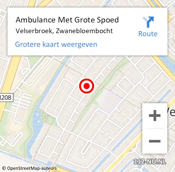 Locatie op kaart van de 112 melding: Ambulance Met Grote Spoed Naar Velserbroek, Zwanebloembocht op 15 maart 2024 21:07