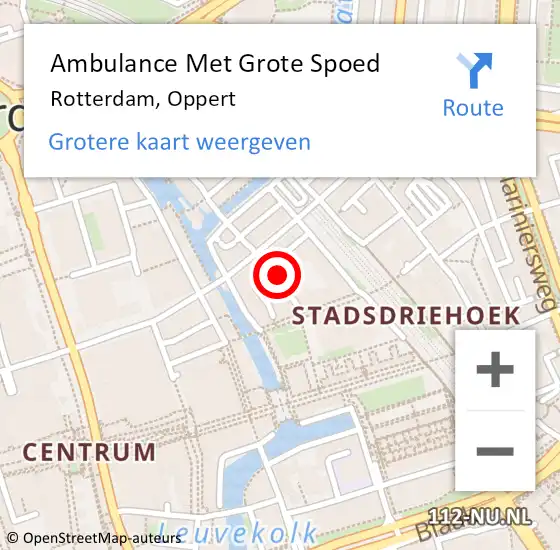 Locatie op kaart van de 112 melding: Ambulance Met Grote Spoed Naar Rotterdam, Oppert op 15 maart 2024 21:19