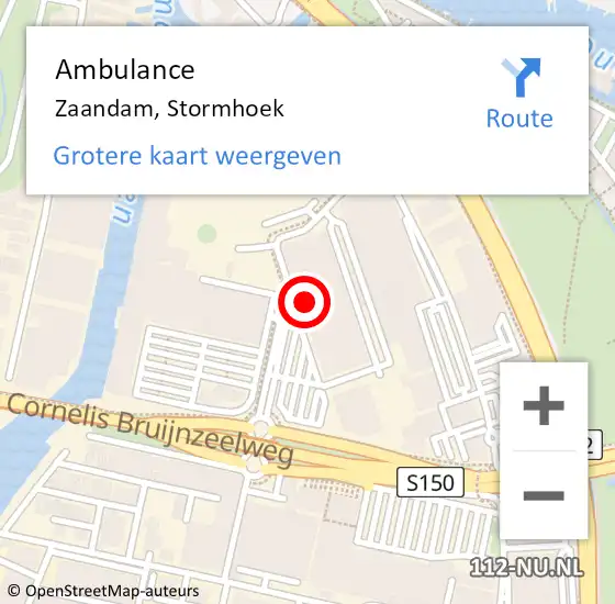 Locatie op kaart van de 112 melding: Ambulance Zaandam, Stormhoek op 15 maart 2024 22:21