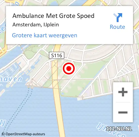 Locatie op kaart van de 112 melding: Ambulance Met Grote Spoed Naar Amsterdam, IJplein op 15 maart 2024 22:22