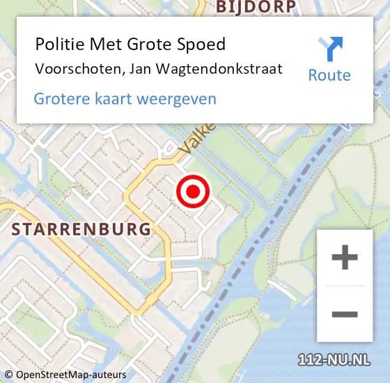 Locatie op kaart van de 112 melding: Politie Met Grote Spoed Naar Voorschoten, Jan Wagtendonkstraat op 15 maart 2024 22:29