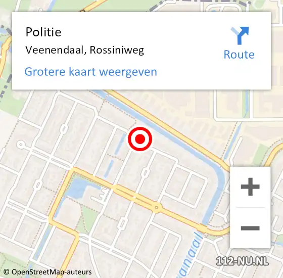 Locatie op kaart van de 112 melding: Politie Veenendaal, Rossiniweg op 15 maart 2024 22:39