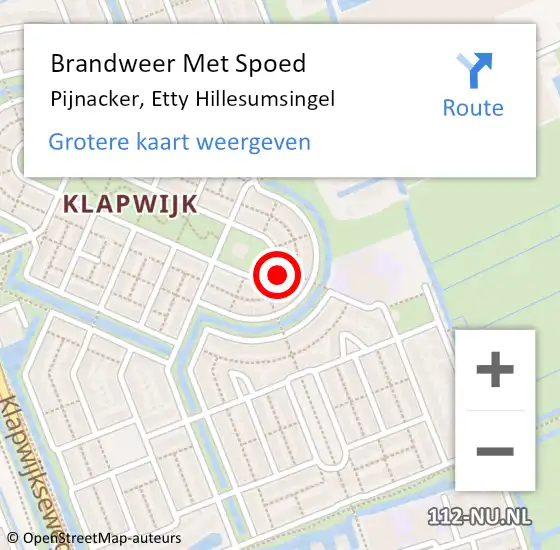 Locatie op kaart van de 112 melding: Brandweer Met Spoed Naar Pijnacker, Etty Hillesumsingel op 15 maart 2024 23:11