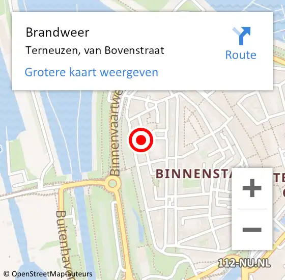 Locatie op kaart van de 112 melding: Brandweer Terneuzen, van Bovenstraat op 15 maart 2024 23:29