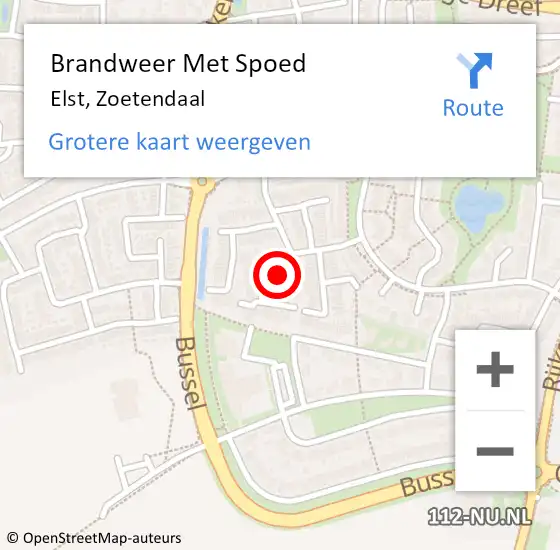Locatie op kaart van de 112 melding: Brandweer Met Spoed Naar Elst, Zoetendaal op 15 maart 2024 23:43
