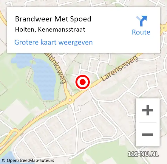 Locatie op kaart van de 112 melding: Brandweer Met Spoed Naar Holten, Kenemansstraat op 15 maart 2024 23:44