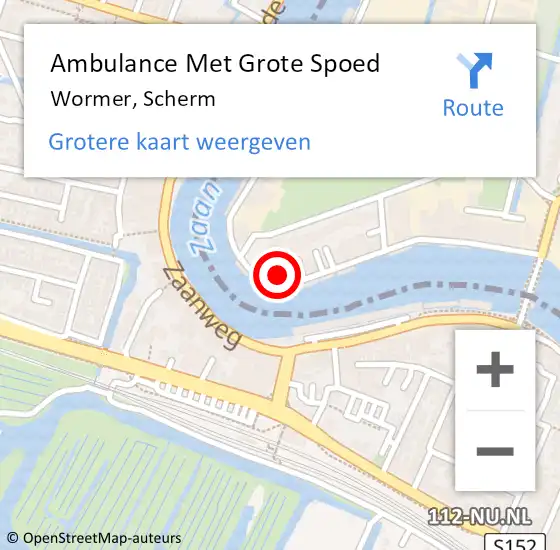 Locatie op kaart van de 112 melding: Ambulance Met Grote Spoed Naar Wormer, Scherm op 15 maart 2024 23:54